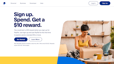 PayPal 官网点击“Sign Up”进行注册